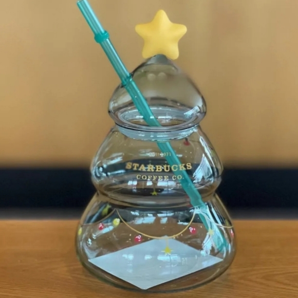 HTF Starbucks 2022 Christmas Tree Glass Straw Cup - Picture 9 of 9
